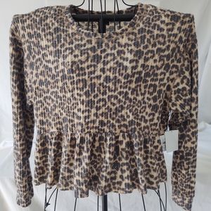 NWT Leopard print top from LA LA LAND Nordstrom, size L. Super soft.